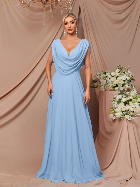 Women’s Sky Blue V-Neck Dress – Elegant Casual & Party Outfit