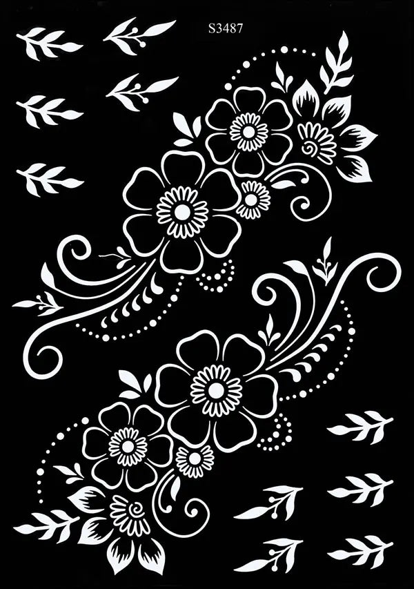 Reusable Henna Stencil Templates for Hand & Body – Floral Tattoo Stencils for Women, Weddings & Festivals Body Art Makeup Tools