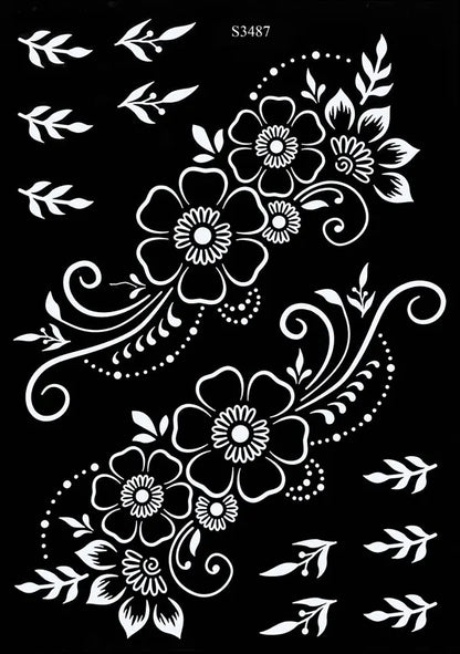 Reusable Henna Stencil Templates for Hand & Body – Floral Tattoo Stencils for Women, Weddings & Festivals Body Art Makeup Tools