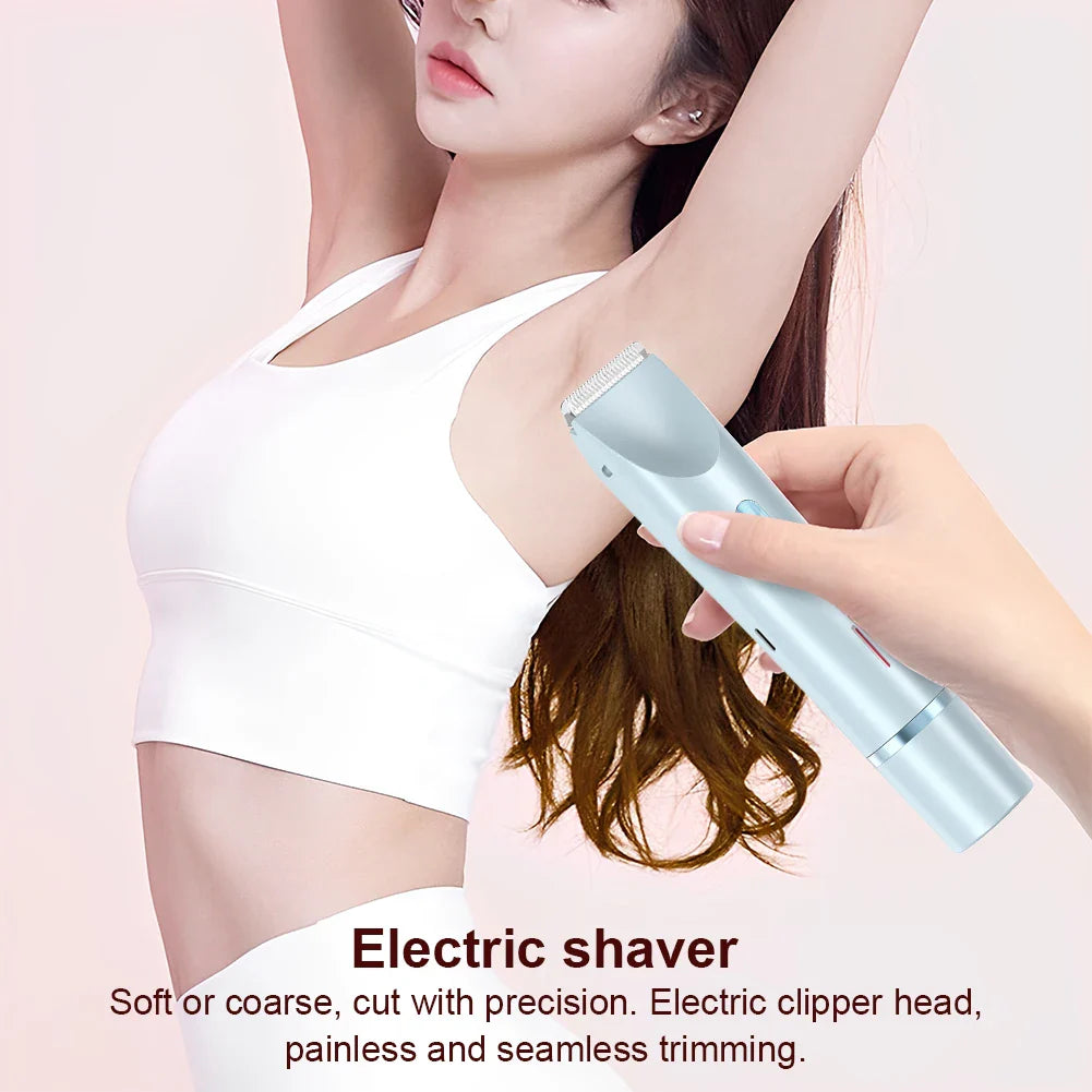 Women’s 2-in-1 Electric Razor – Dual-Head Painless Wet & Dry Bikini Trimmer with Detachable Head Shaver
