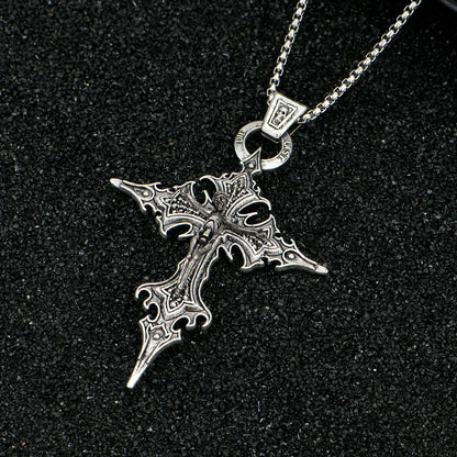 Retro Gothic Skull Cross Necklace - Personalized Halloween Pendant Jewelry for Men and Women
