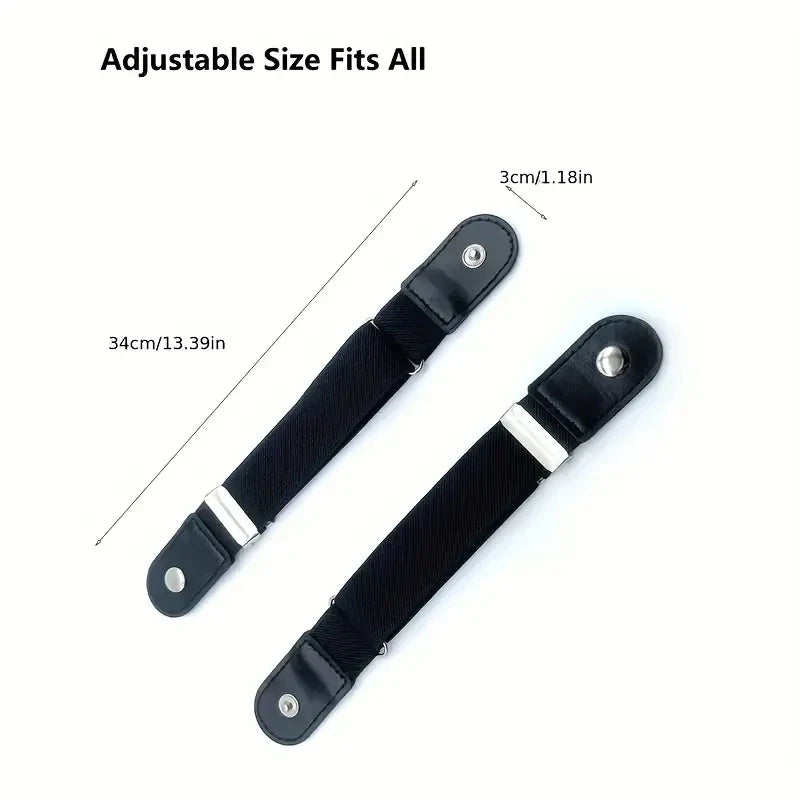 2pcs/set No Buckle Elastic Belt - Unisex Stretch Belt for Pants, Jeans - Casual, Buckle-Free, Adjustable, Invisible Belt for Women/Men