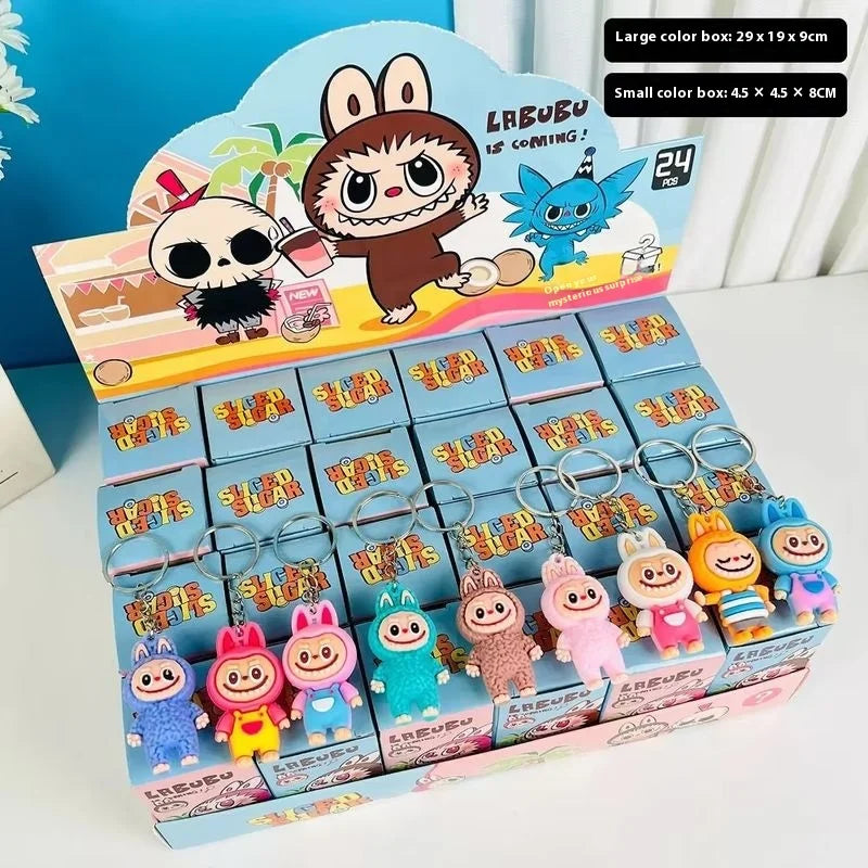 Rabu Blind Box Keychain 12/24pcs — Kawaii Cartoon Character Pendant, Mystery Box Toy for Bag, Room Decor & Gift