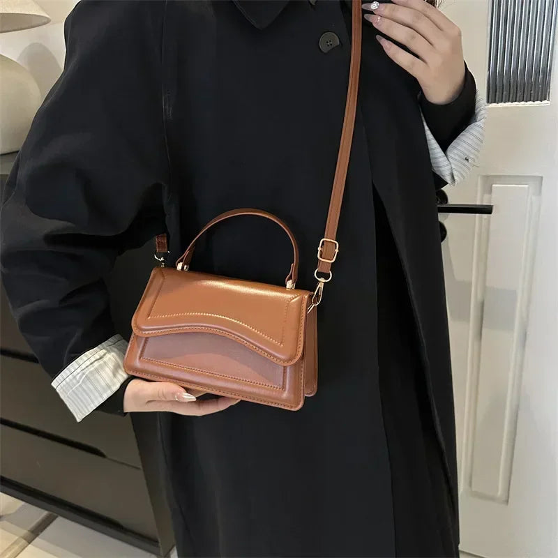 Women's PU Leather Crossbody Handbag – Solid Color Shoulder Purse & Small Messenger Tote Bag
