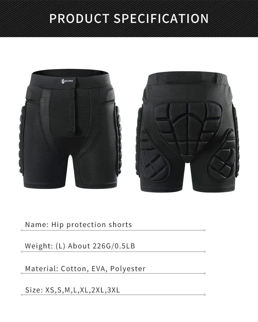 WOSAWE Motorcycle Shorts - Skating Hip Protector, MTB Motocross Padded Shorts, Skiing and Snowboarding Protective Gear