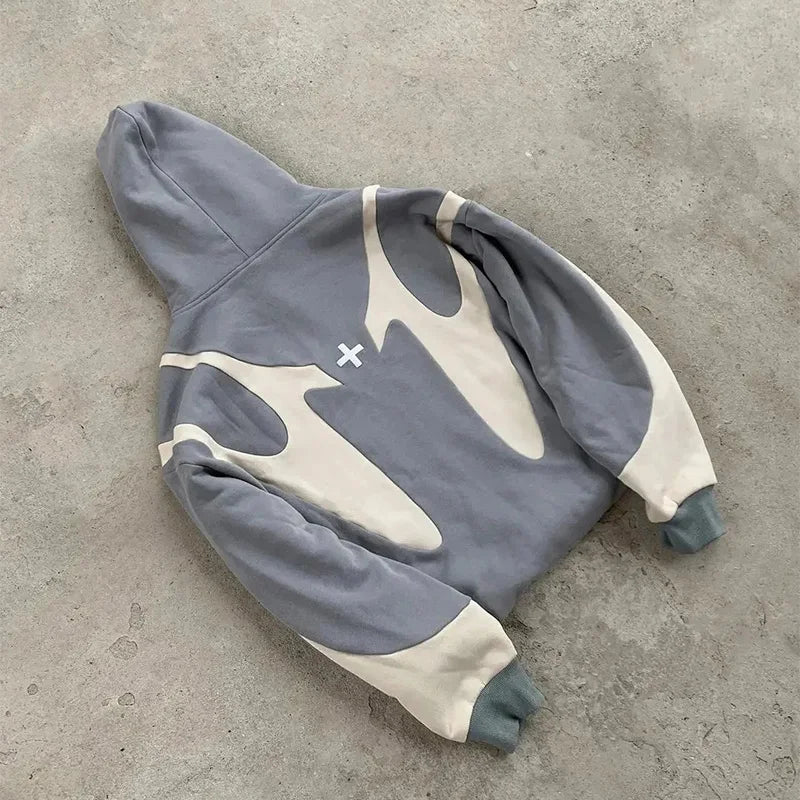 American Retro Devil Print Hoodie - Y2K Harajuku Zip-Up Streetwear Sweatshirt