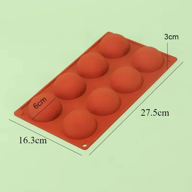 6/8/15/24-Hole Half Sphere Silicone Mold — 3D Brownie, Pudding, Mousse & Chocolate Dessert Baking Tool