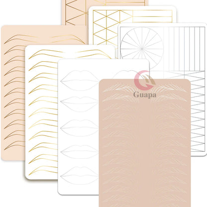 Silicone Practice Skin for Permanent Makeup — Double-Sided Latex Sheet with Brows Design for Hair Stroke Training