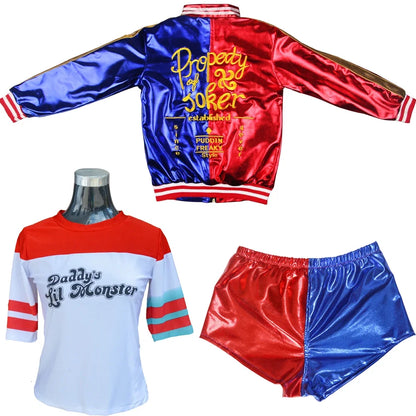 Adult Anime Robe Costume for Women with Quinn Wig, Joker T-Shirt and Jacket – Halloween Cosplay Outfit