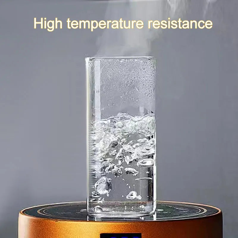 Square Heat-Resistant Glass Coffee Cup with Lid and Straw - Transparent Mug for Milk, Tea, Juice, Ideal for Home and Bar