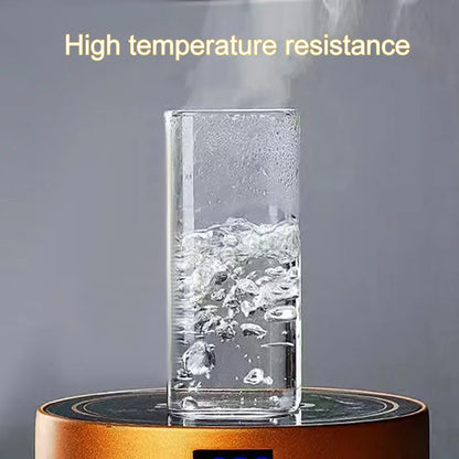 Square Heat-Resistant Glass Coffee Cup with Lid and Straw - Transparent Mug for Milk, Tea, Juice, Ideal for Home and Bar