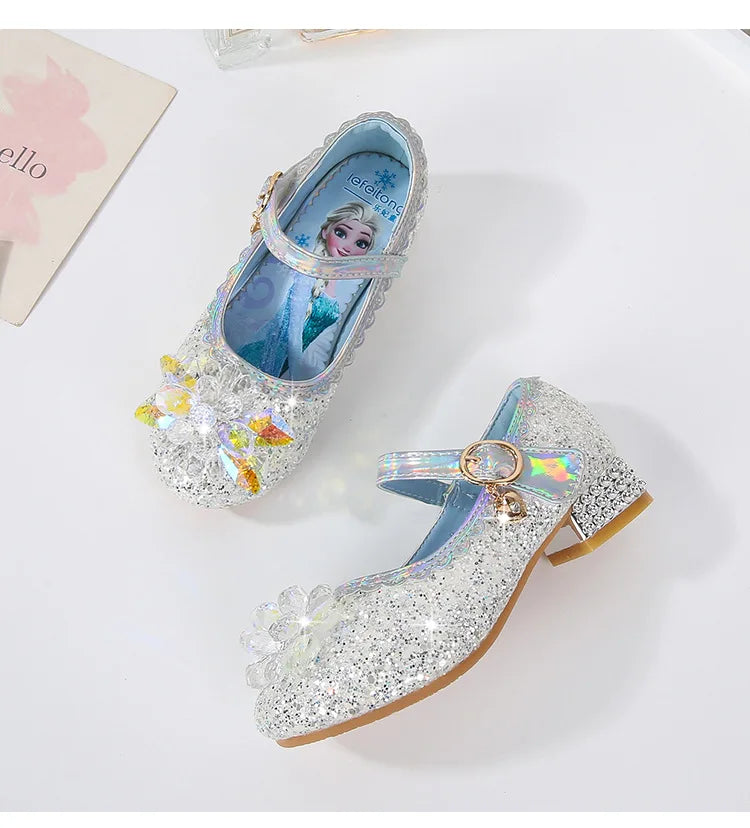 2024 Spring Girls' Crystal Princess Elsa Shoes - Ice and Snow Romance Fashion Sandals for Kids