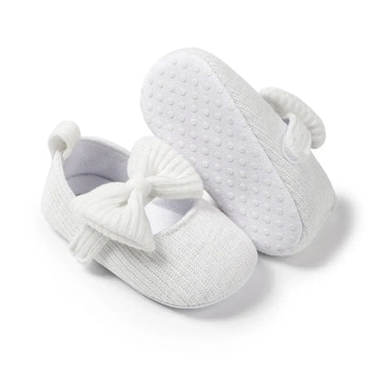 Meckior Baby Girl Shoes — Spring & Autumn Cotton Sole Moccasins with Bow, Anti-Slip First Walkers for Newborns & Toddlers