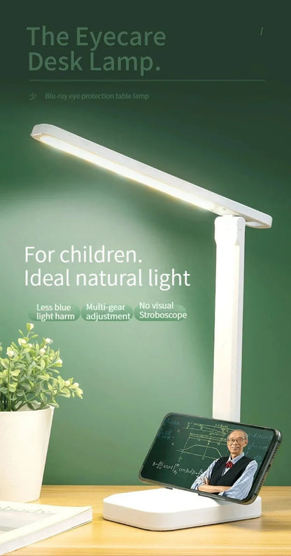 Folding LED Desk Lamp – Touch Dimmable Eye Protection Night Light for Bedroom, Bedside & Study with USB Plug-in
