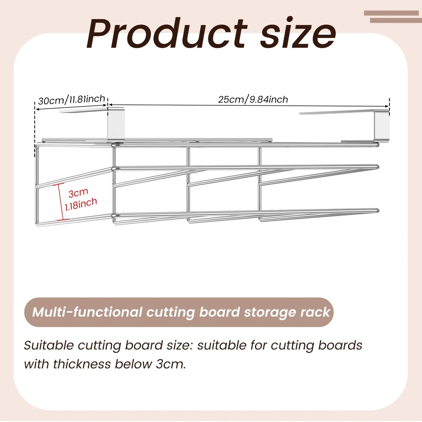 Under Cabinet Cutting Board Organizer – Stainless Steel Hanging Rack for Chopping Boards & Pot Lids