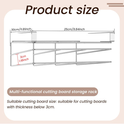 Under Cabinet Cutting Board Organizer – Stainless Steel Hanging Rack for Chopping Boards & Pot Lids