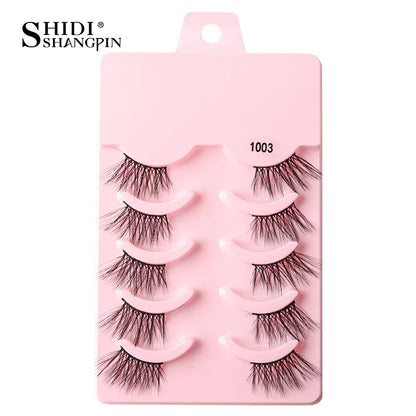 SHIDISHANGPIN 5/10 Pairs Cat Eye False Lashes – 3D Mink Half Lashes, Eyelash Extensions for Natural Makeup, Faux Cils Maquiagem