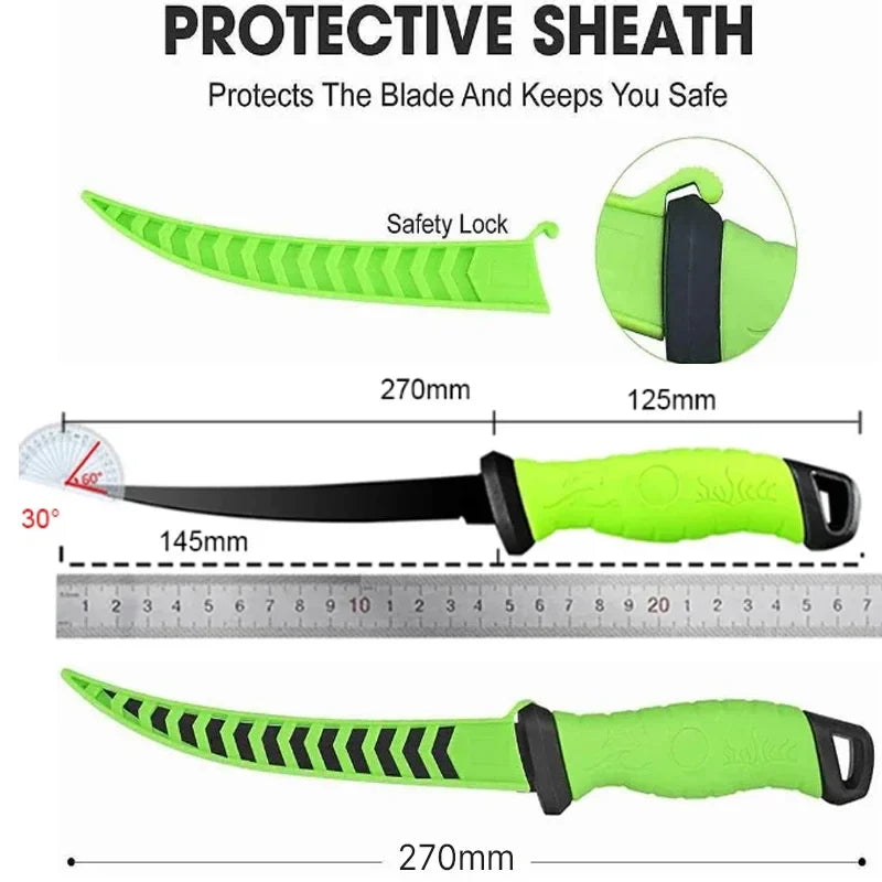 Stainless Steel Fillet and Boning Knife - Multi-Purpose Meat Cleaver, Butcher Knife, Fruit Cutter - Slicing Kitchen Knives for Fish