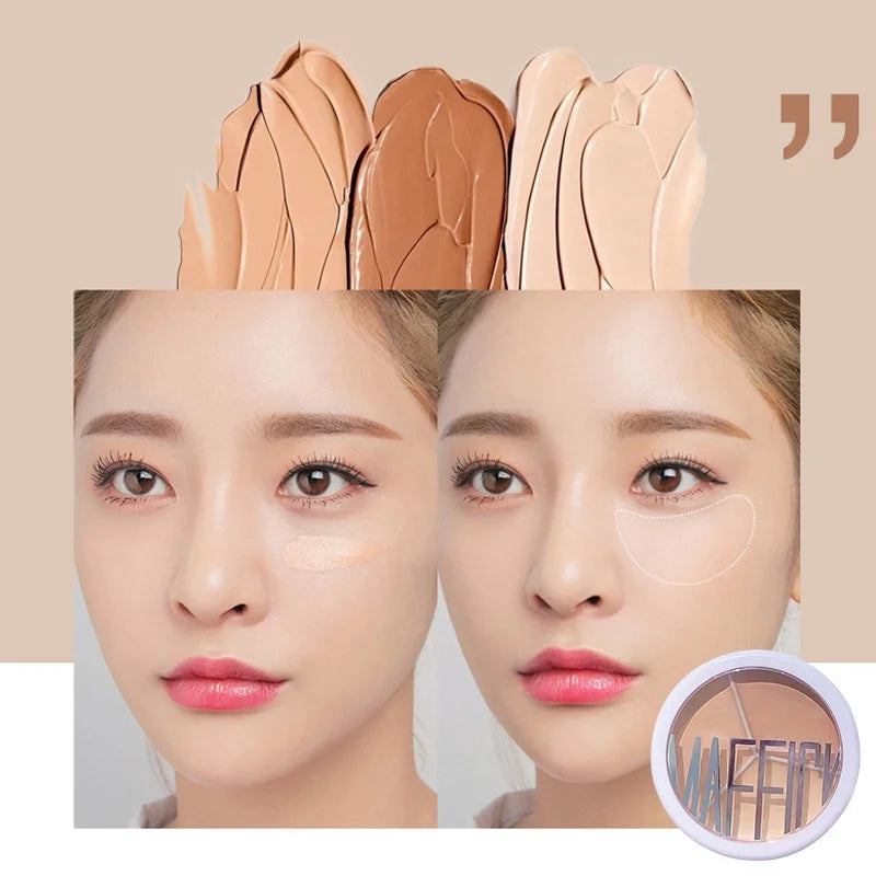 3-Color Concealer Palette – Professional Coverage for Dark Circles and Face Imperfections