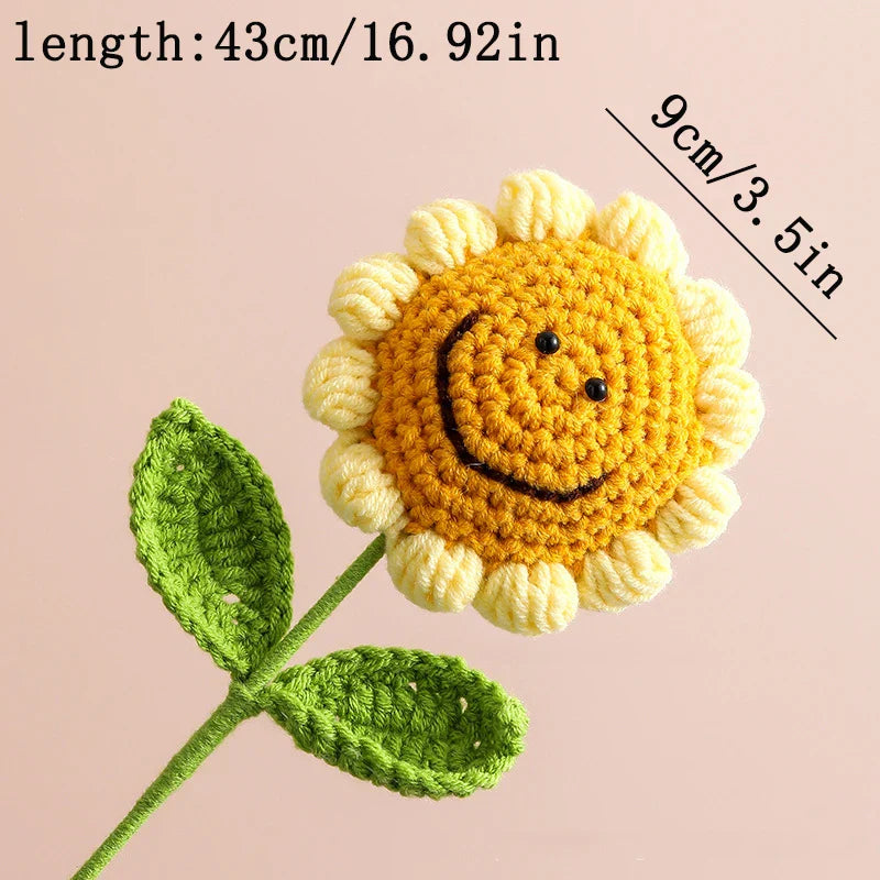 Hand-Woven Sunflower Bouquet – Creative Wool Knitted Flowers for Decorations, Teacher’s Day, Mother’s Day & Birthday Gifts