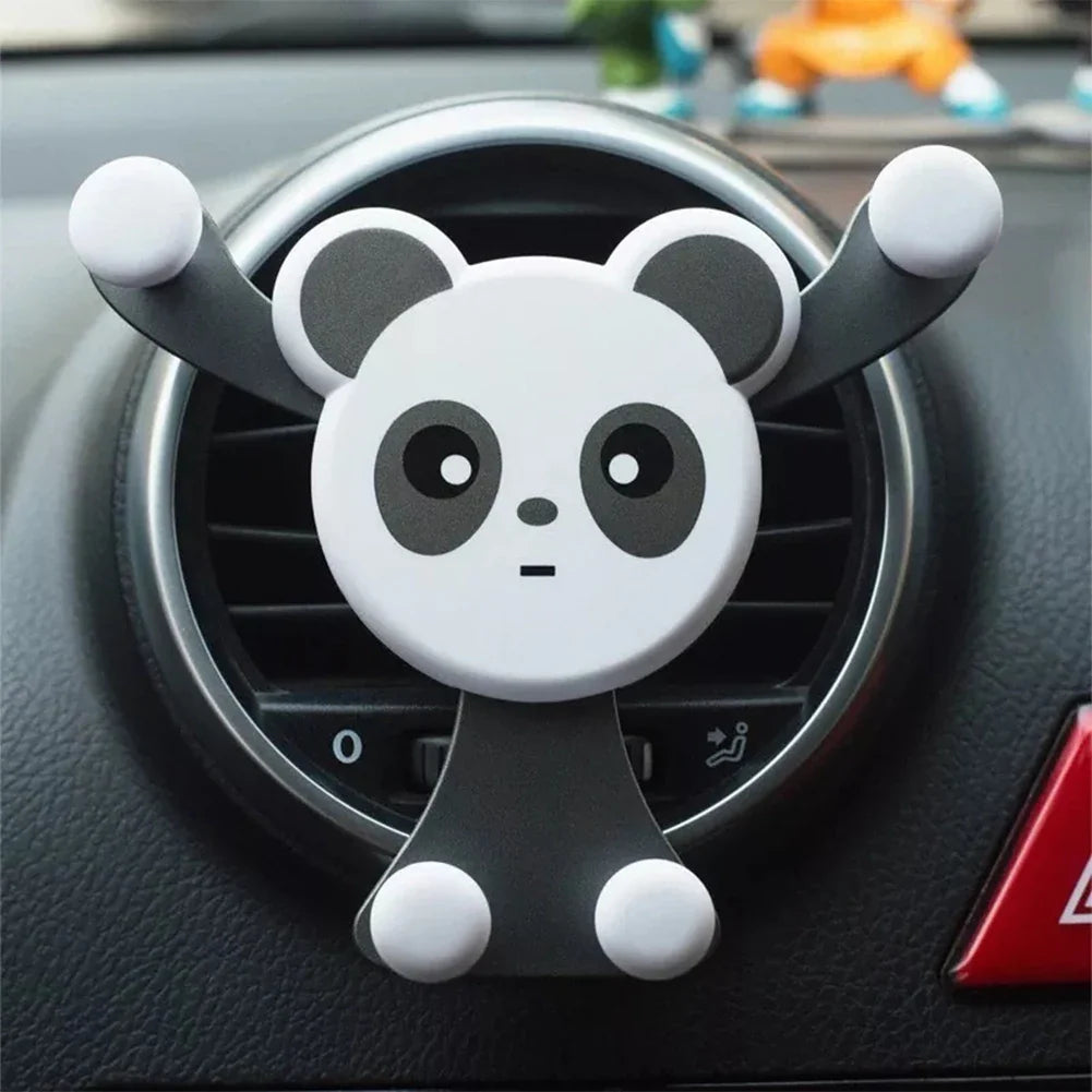Gravity Car Phone Holder – Air Vent Clip with Smile Face Bear, Mobile Stand for iPhone, Samsung, and GPS Devices