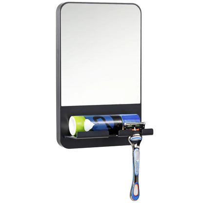TAILI Shower Shaving Mirror with Storage Tray – Razor Holder, Suction Cup, Shatterproof & Fogless Bathroom Mirror