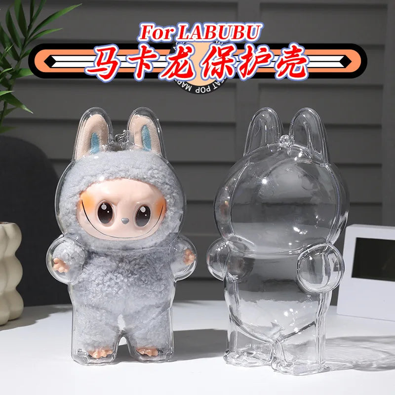 Transparent Protective Display Cover for Labubu Elf Plush Dolls – Cute Storage Box for Party Toys