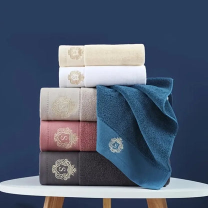 1/5/10PCS Cotton Towels Set – Hand Face Bath Towels 35x75cm & 70x140cm Soft Absorbent Sports Gift Towels Blue White