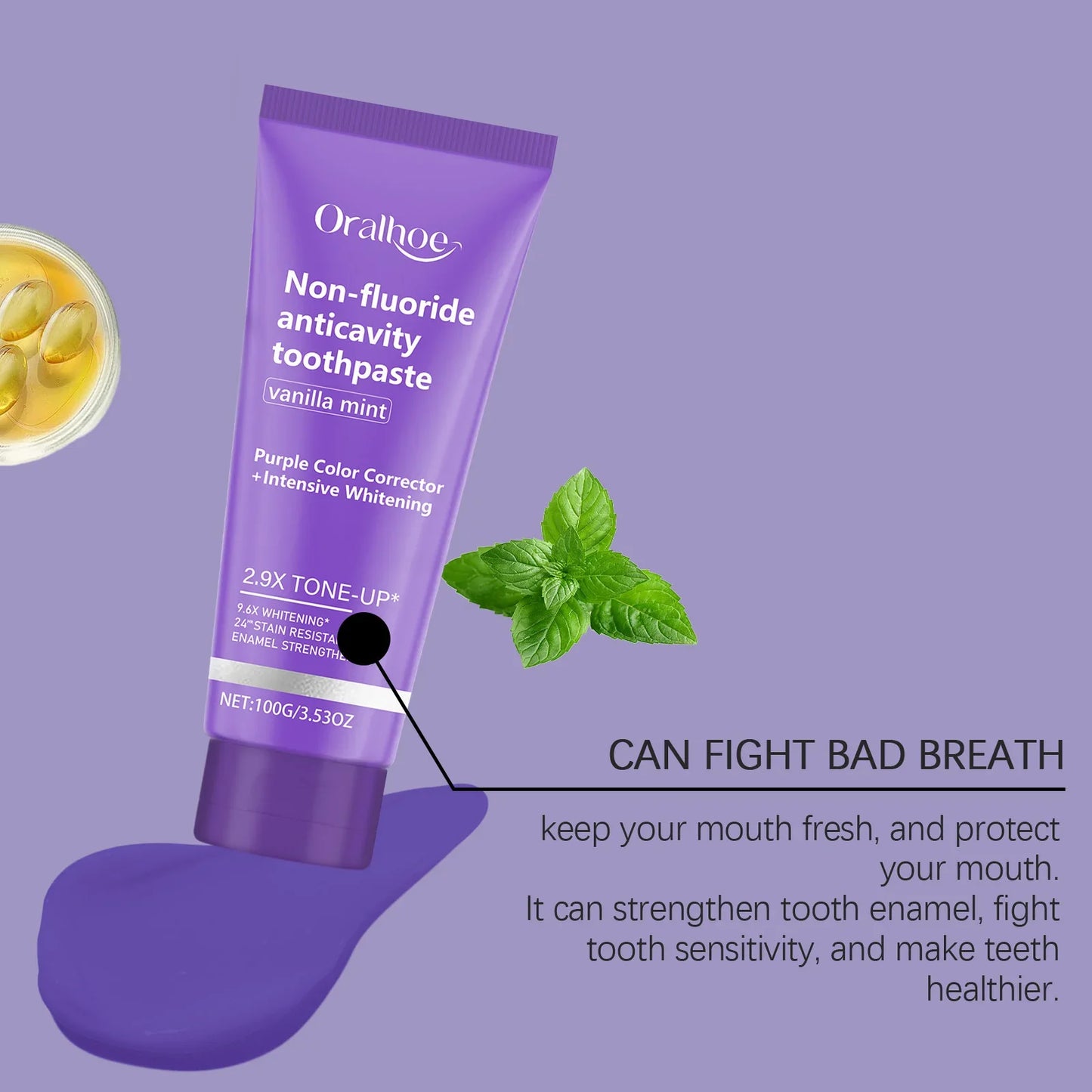 Purple Teeth Whitening Mineral Powder – Teeth Restoration, Stain Removal & Fresh Breath Oral Cleanser