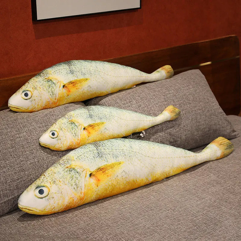 Big Yellow Croaker Plush Toy – Long Cushion Pillow for Boys’ Bedroom Decor & Gift