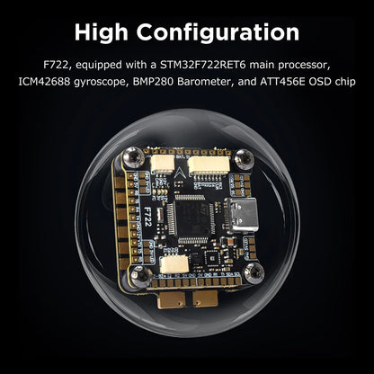 9IMOD F722 Flight Stack – F722 Flight Controller with 55A/60A ESC, 3-6S LiPo, ICM42688 Gyro for FPV Racing Drone