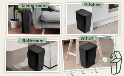 10L Bathroom Trash Can with Press Top Lid – Small Plastic Garbage Bin for Toilet, Bedroom & Living Room