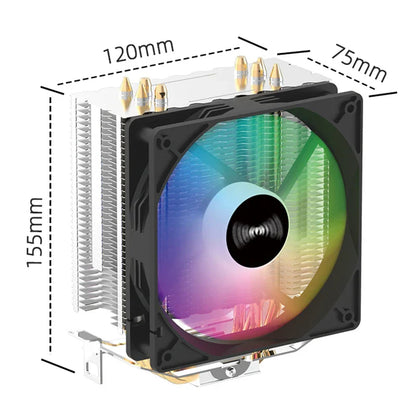 TEUCER CPU Cooler — 4 Heat Pipe Radiator with 3-Pin PWM Silent RGB Fan for Intel LGA 1700/1150/1155/1156/1366 & AMD AM2/AM3/AM4