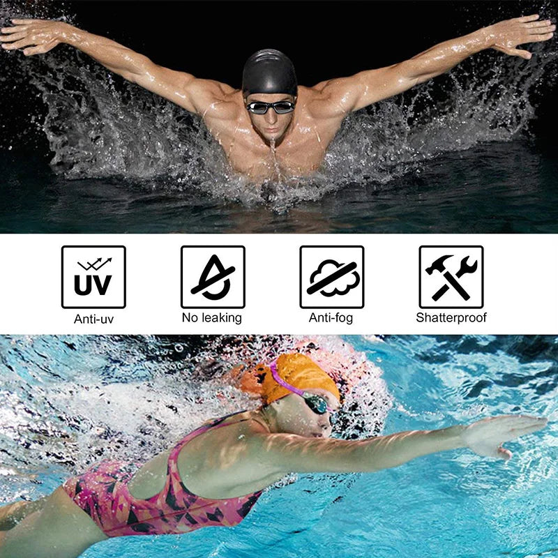 Swimming Goggles for Men and Women - Anti-Fog UV Protection, Prescription Waterproof Silicone for Adults and Kids, Diving Glasses