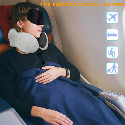 U Shaped Memory Foam Neck Pillow - Soft Travel Pillow with Massage Feature for Comfortable Sleeping, Airplane Pillow, Cervical Healthcare Bedding