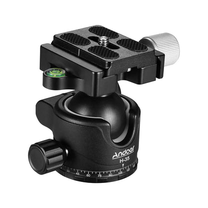 Andoer H-35 Tripod Ball Head - Panorama Ballhead Mount Adapter, U-Groove Low Gravity Design, 15kg/33lbs Load Capacity