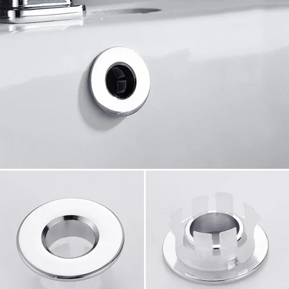 Brass Bathroom Sink Overflow Cover Cap – Chrome Trim Basin Faucet Hole Ring Insert Replacement, Bathroom Accessories for Universal Fit & Easy Installation