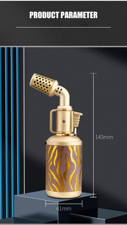 JOBON Creative Cigar Lighter | Windproof Blue Flame with Locking Rotor & UV Transfer Print, Unique Gift Craft