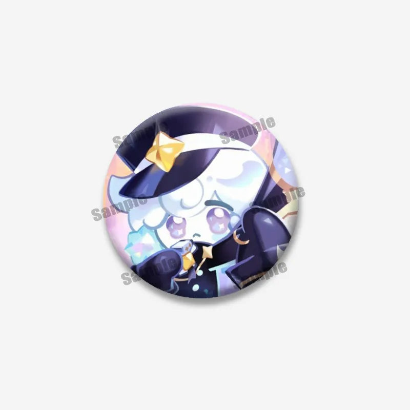 Cookie Run Kingdom Meringue & Jellyfish Enamel Badge – Round Brooch for Backpack, Jewelry Pin & Party Gift