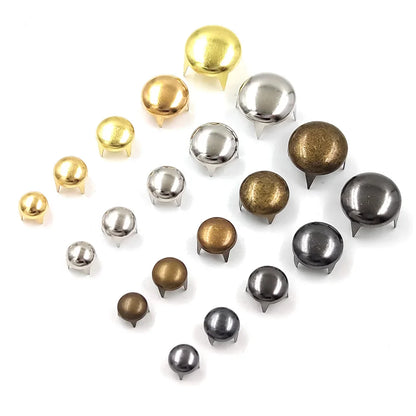 100pcs Round Dome Rivets Spike Studs 2.5-16mm – Punk Rock DIY Leather Craft for Shoes, Clothing & Bags