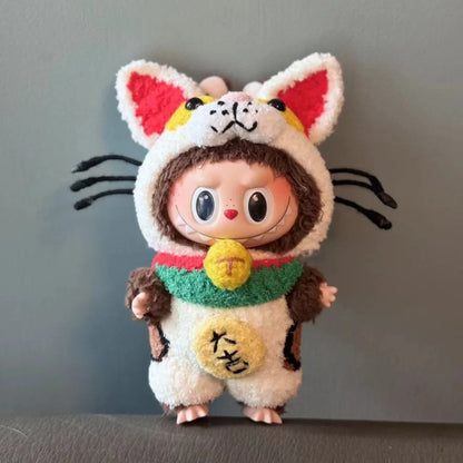 Labubu 17cm Heartbeat Macaron Monkey Toy – Stand-Up Dress-Up Jacket & Pants Suit