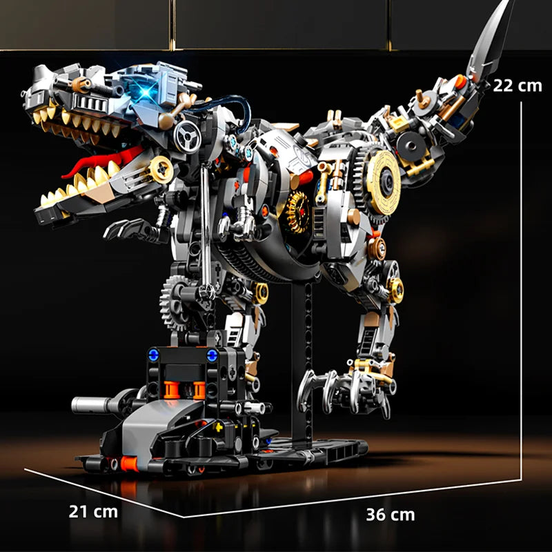 Mechanical Animal Building Blocks – T-Rex, Whale, Parrot, Devil Ray & Shark Model with Lights for Kids & Adults