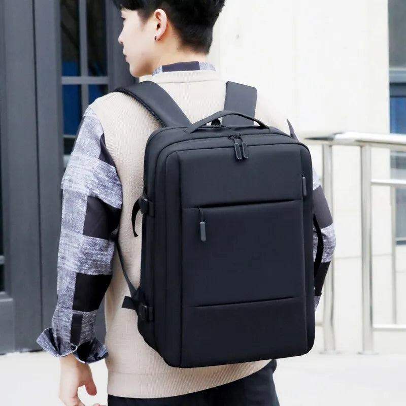 Classic Men's Travel Backpack | Business & School | Expandable USB Bag | Large Capacity Laptop Waterproof Fashion