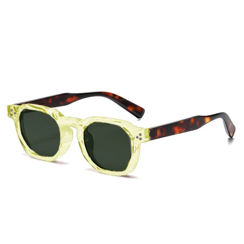 JNPCXI Vintage Rivet Oval Sunglasses – Fashion Leopard Frame Luxury Eyewear for Men & Women, Anti Blue Light Glasses