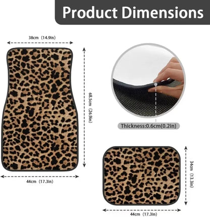 Leopard Print Car Floor Mats - 2PCS or 4PCS All-Weather Universal Fit for SUVs, Trucks & Limos