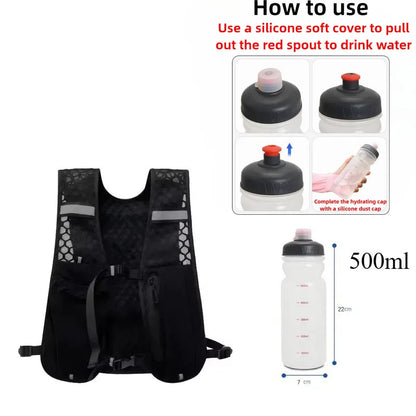 Lightweight Reflective Running & Biking Vest | Hydration Chest Pack with Phone Storage Pocket