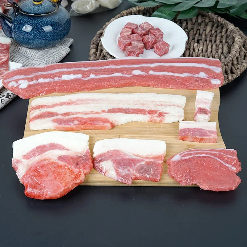 Realistic Faux Meat Models - 5-Piece Beef, Pork & Lamb Steak Display Set for Restaurant Decor