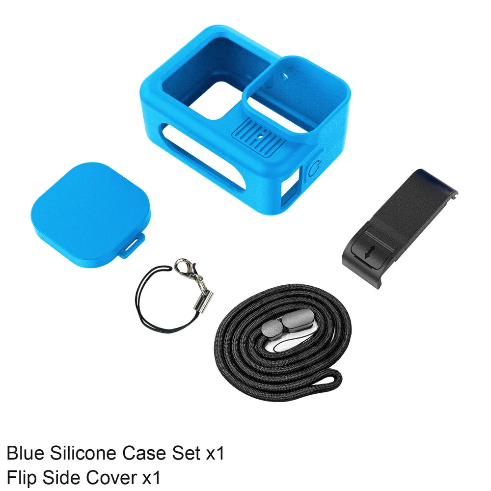Silicone Case for GoPro Hero 13 Black – Tempered Glass Screen Protector, Protective Film, Flip Battery Cover & Lens Cap
