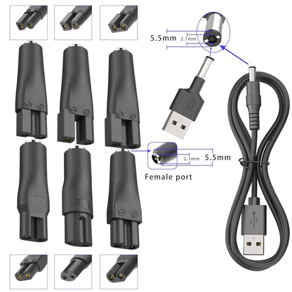 LISI 8-Pack 5V USB Power Cords — Replacement Charger for Hair Clippers, Beard Trimmers & Shavers