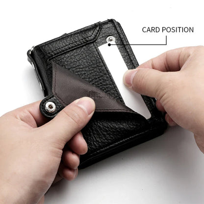 Men’s Multifunctional PU Leather Wallet – Large Capacity Credit Card Holder Purse with Chain Strap